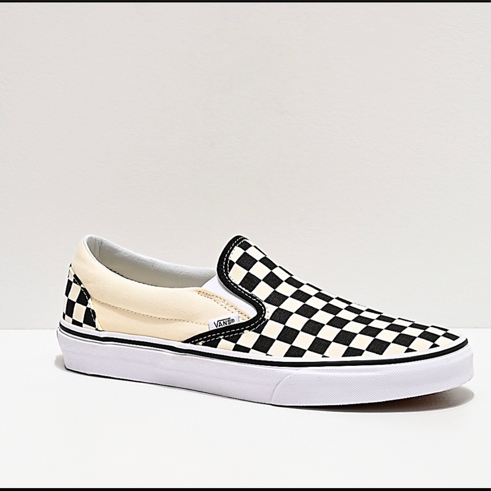 Checkered slip on vans